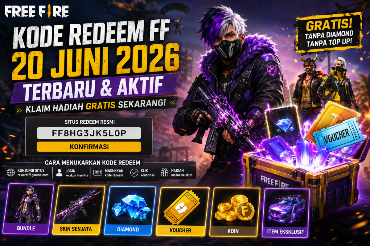 Kode redeem FF 20 Juni 2026 terbaru