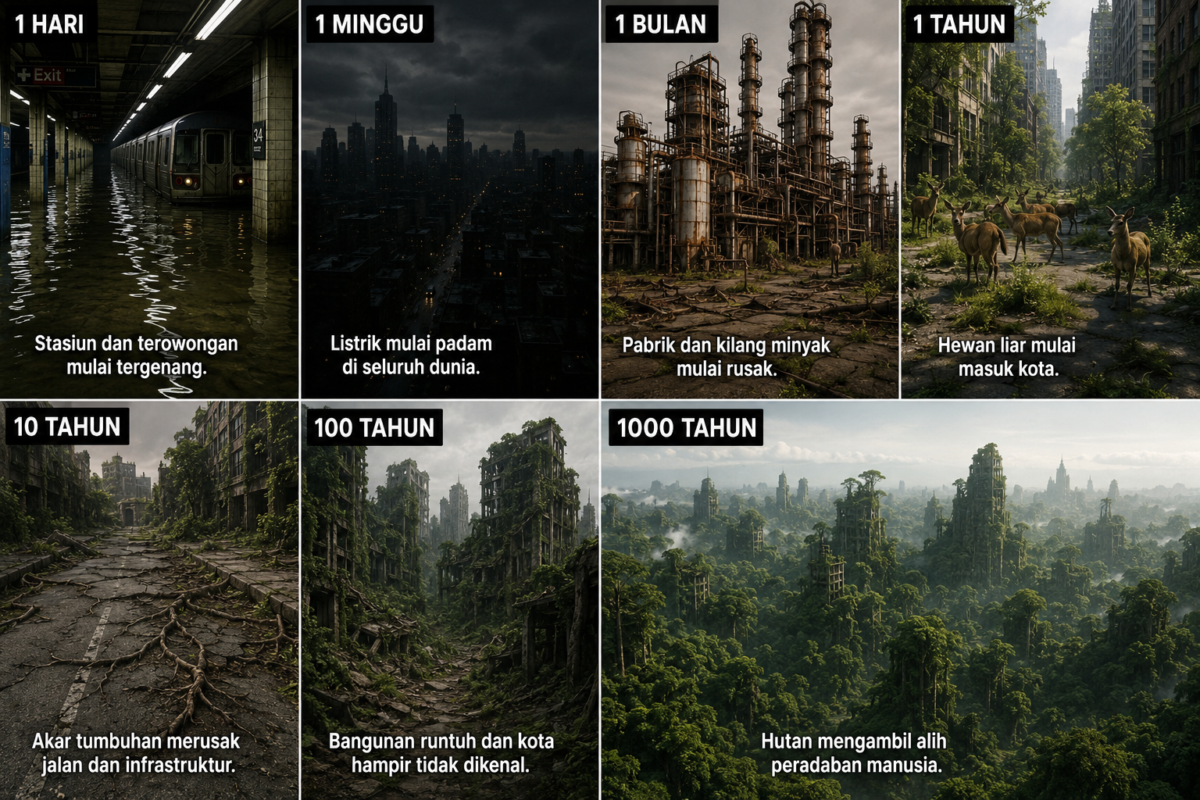 pa yang terjadi jika manusia menghilang dari bumi besok