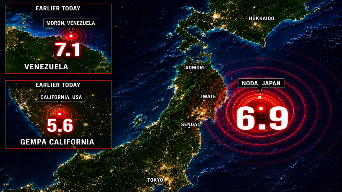 3 gempa besar guncang dunia dalam 12 jam