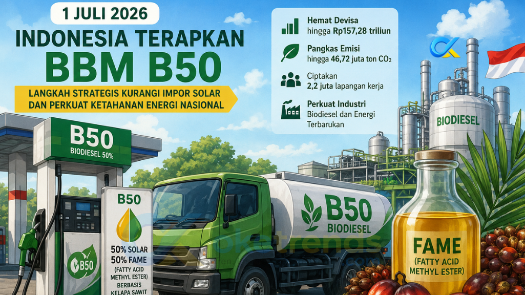 ampuran 50 persen solar dan 50 persen bahan bakar nabati