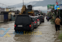 Jalan Nasional Simpang Belui terendam banjir