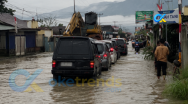 Jalan Nasional Simpang Belui terendam banjir