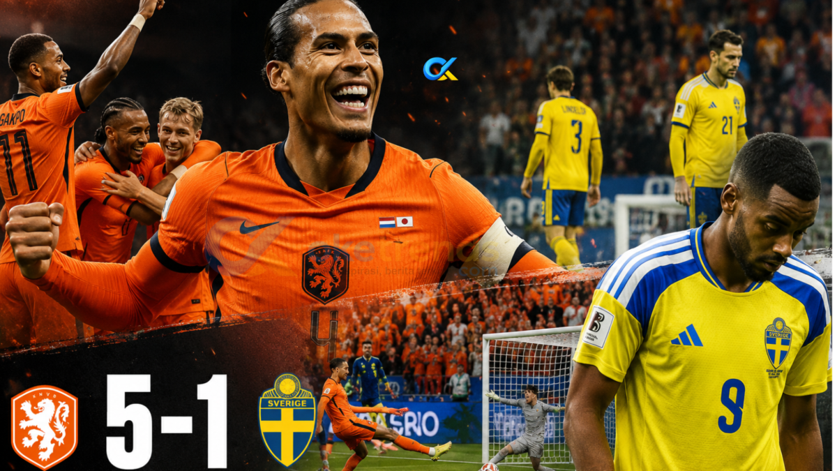 Belanda menang 5-1 atas Swedia di Piala Dunia 2026