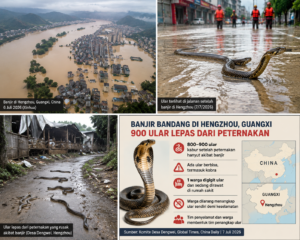 Banjir Bandang di China Bikin Ratusan Ular Berkeliaran, Ada Kobra Berbisa