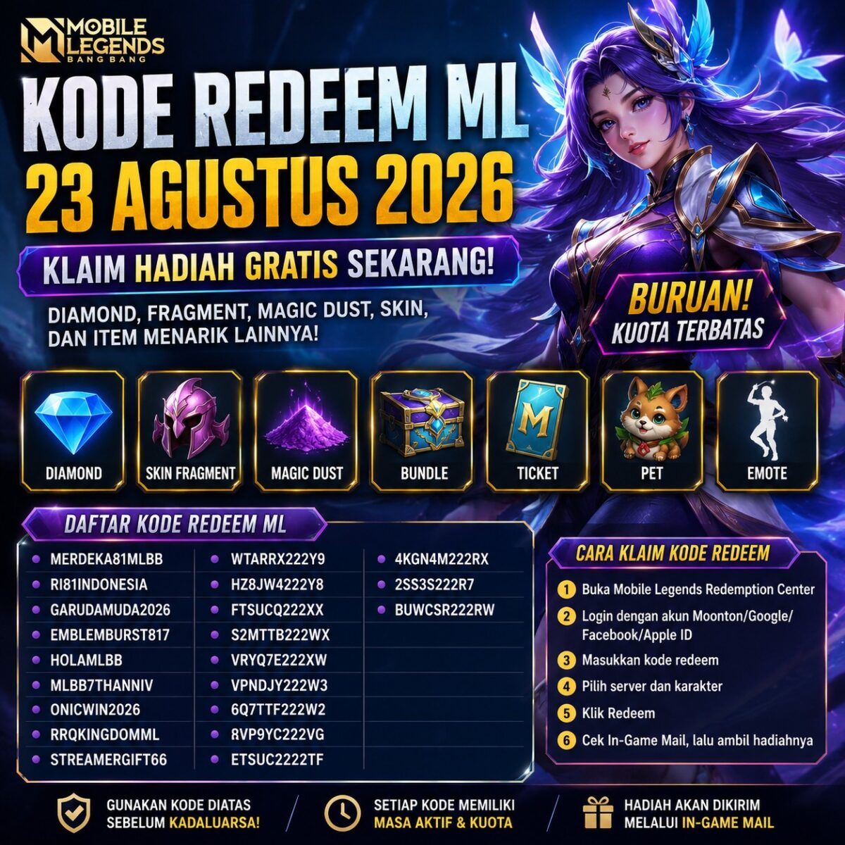 Kode Redeem ML 23 Agustus 2026
