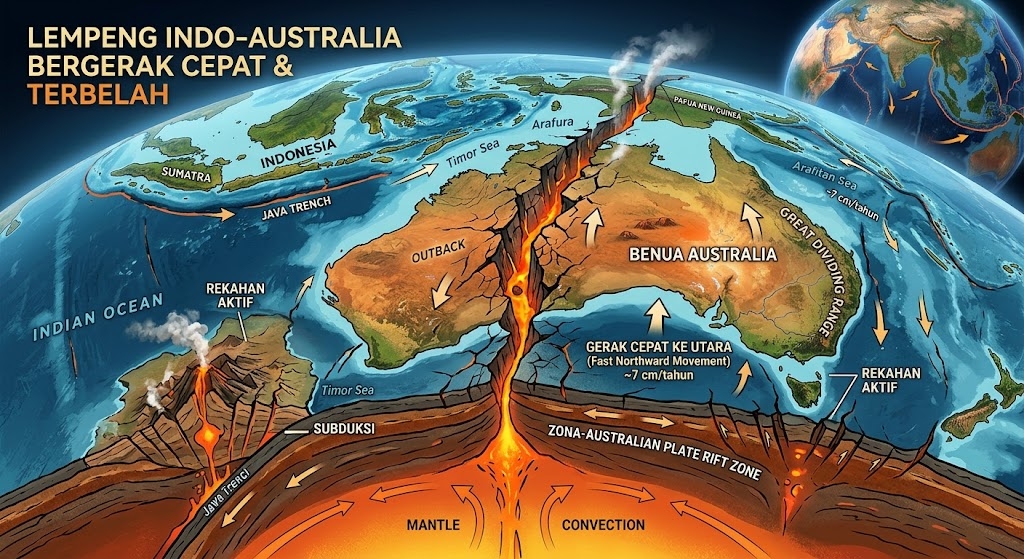 Lempeng Indo-Australia mulai terbelah